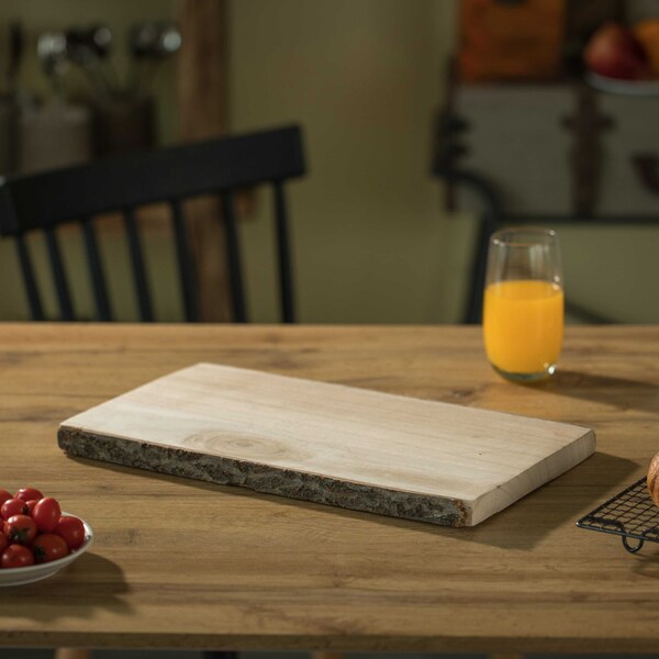 16 Rustic Natural Tree Log Wooden Rectangular Shape Serving Tray Cutting Board